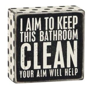 I Aim To Keep This Bathroom Clean Your Aim Will Help Wooden Home Decor Sign